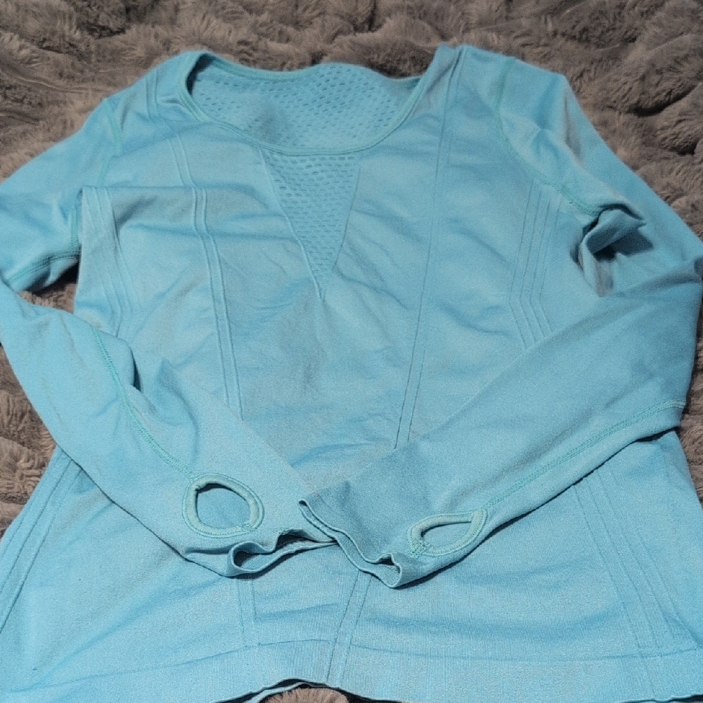 Fabletics Light Blue Long Sleeve Top EUC